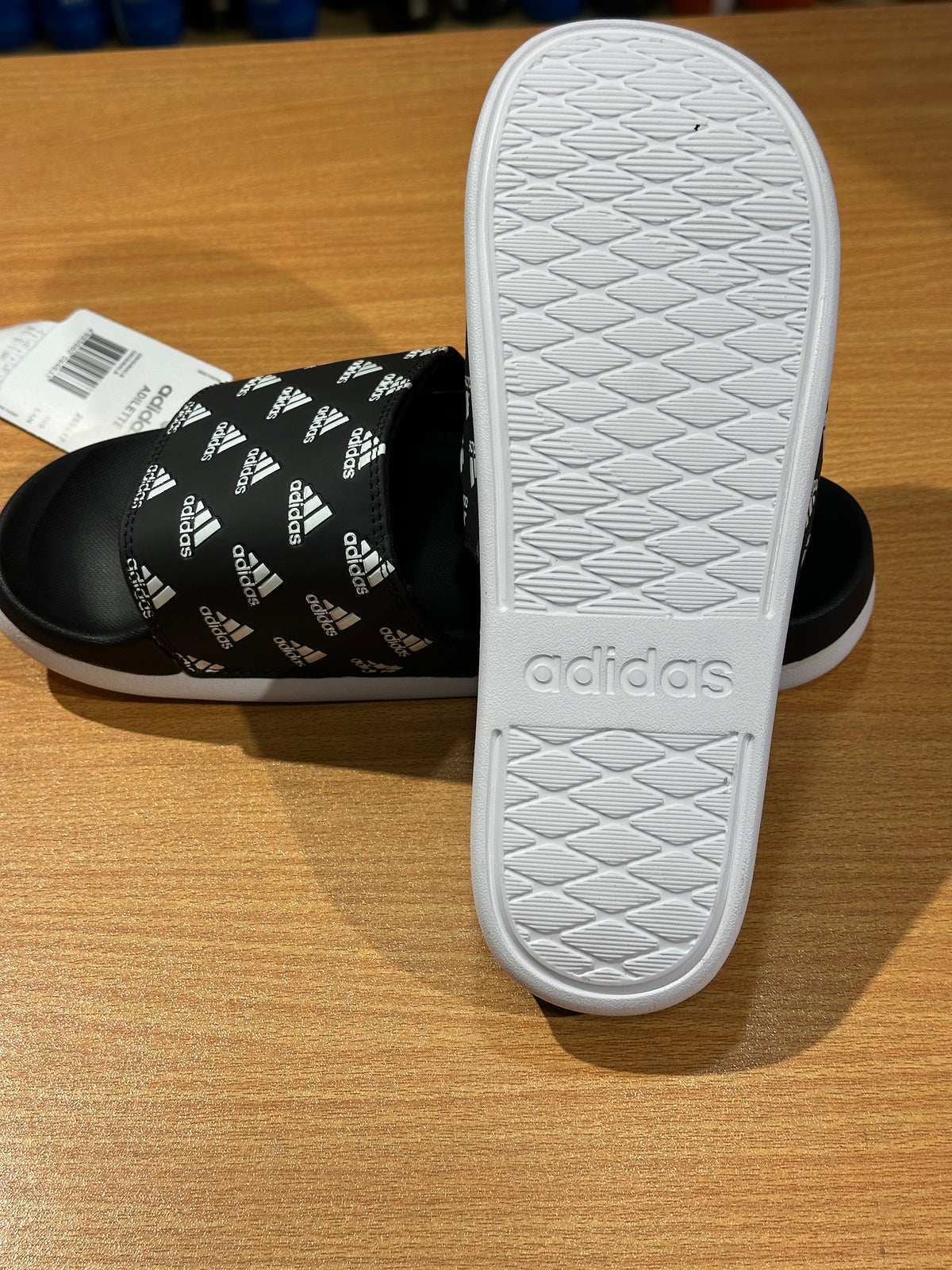Adilettes Comfort Slides Small Logo Black Small Sizes
