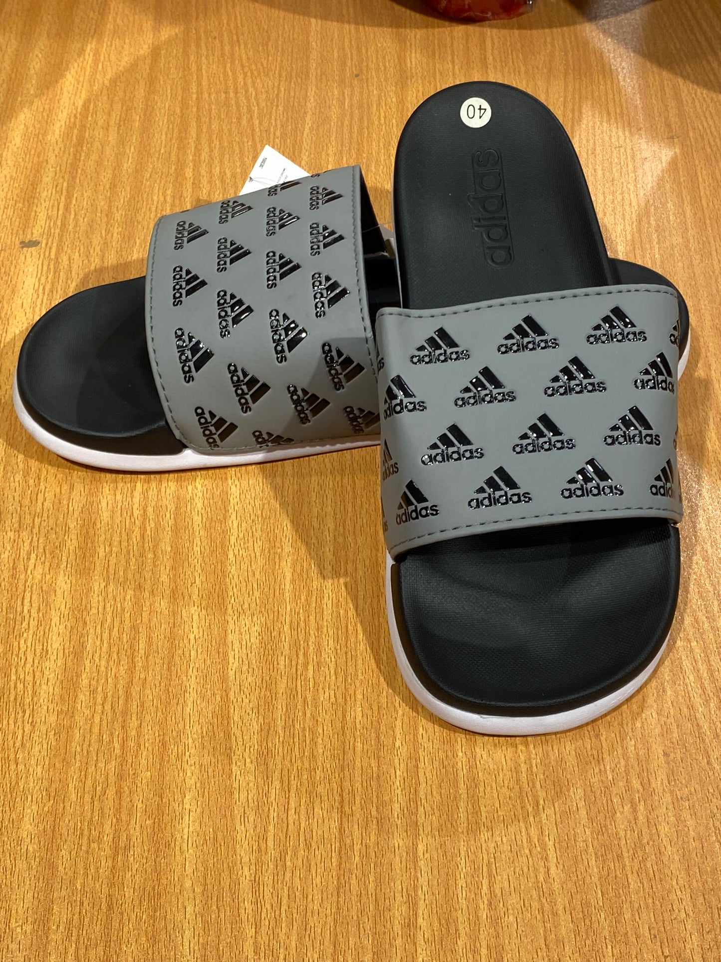 Adilettes Comfort Slides Small Logo - Grey (Small Sizes)