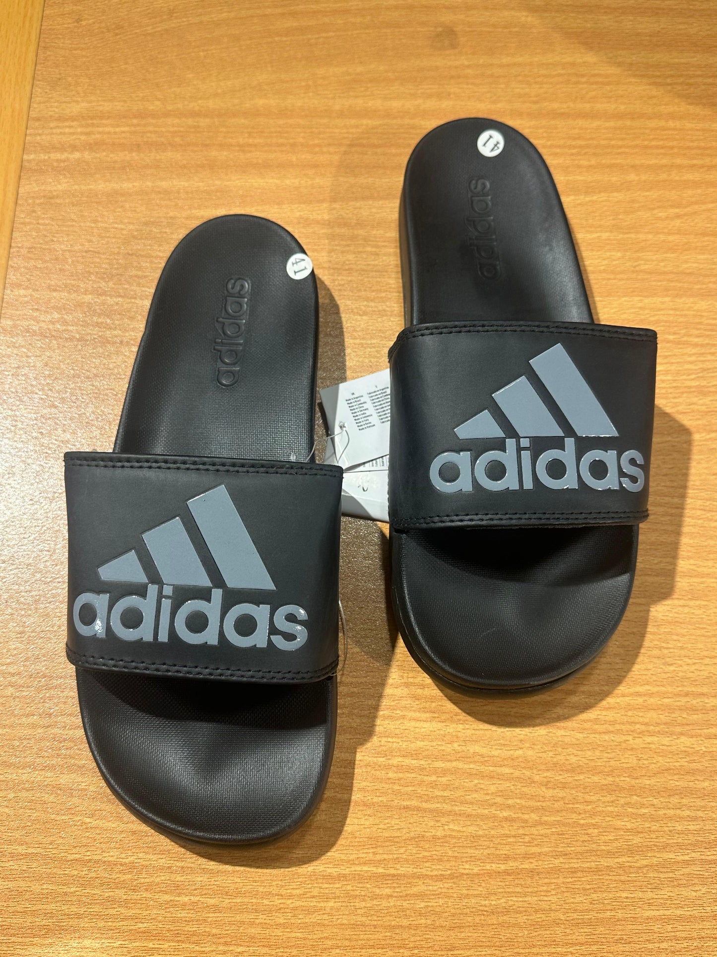 Adidas Adilettes Comfort Slides Black Grey Casual Slippers