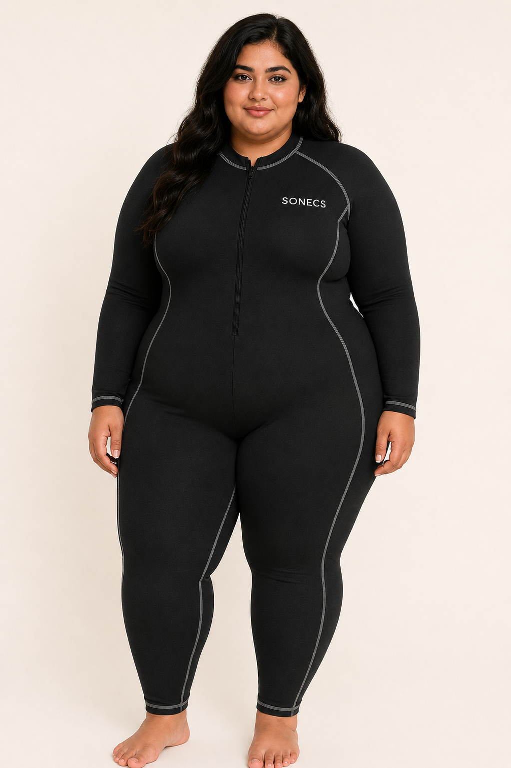 Sonecs Full Body Swim Suit Black Grey Women Modest Fit