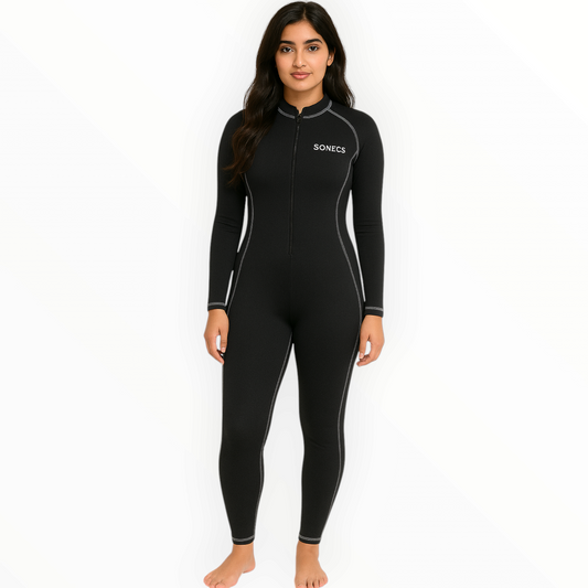 Sonecs 1Pc Full Body Swim Suit - Black/Grey