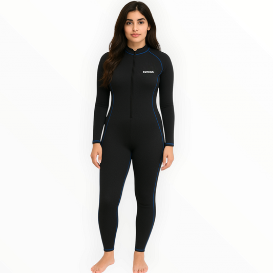 Sonecs 1Pc Full Body Swim Suit - Black/Blue