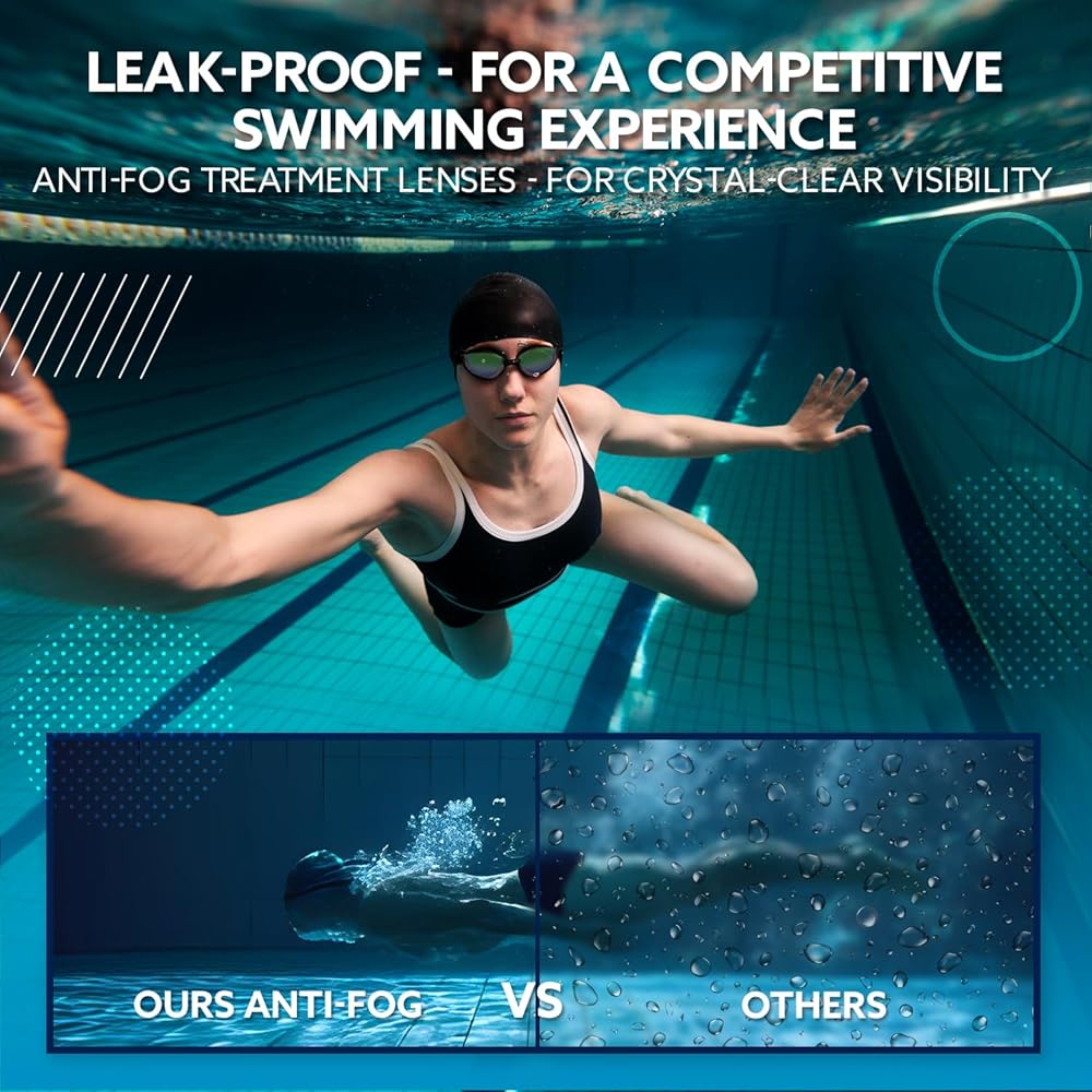 Sonecs Mirrored Swim Googles - Attached Ear Plugs