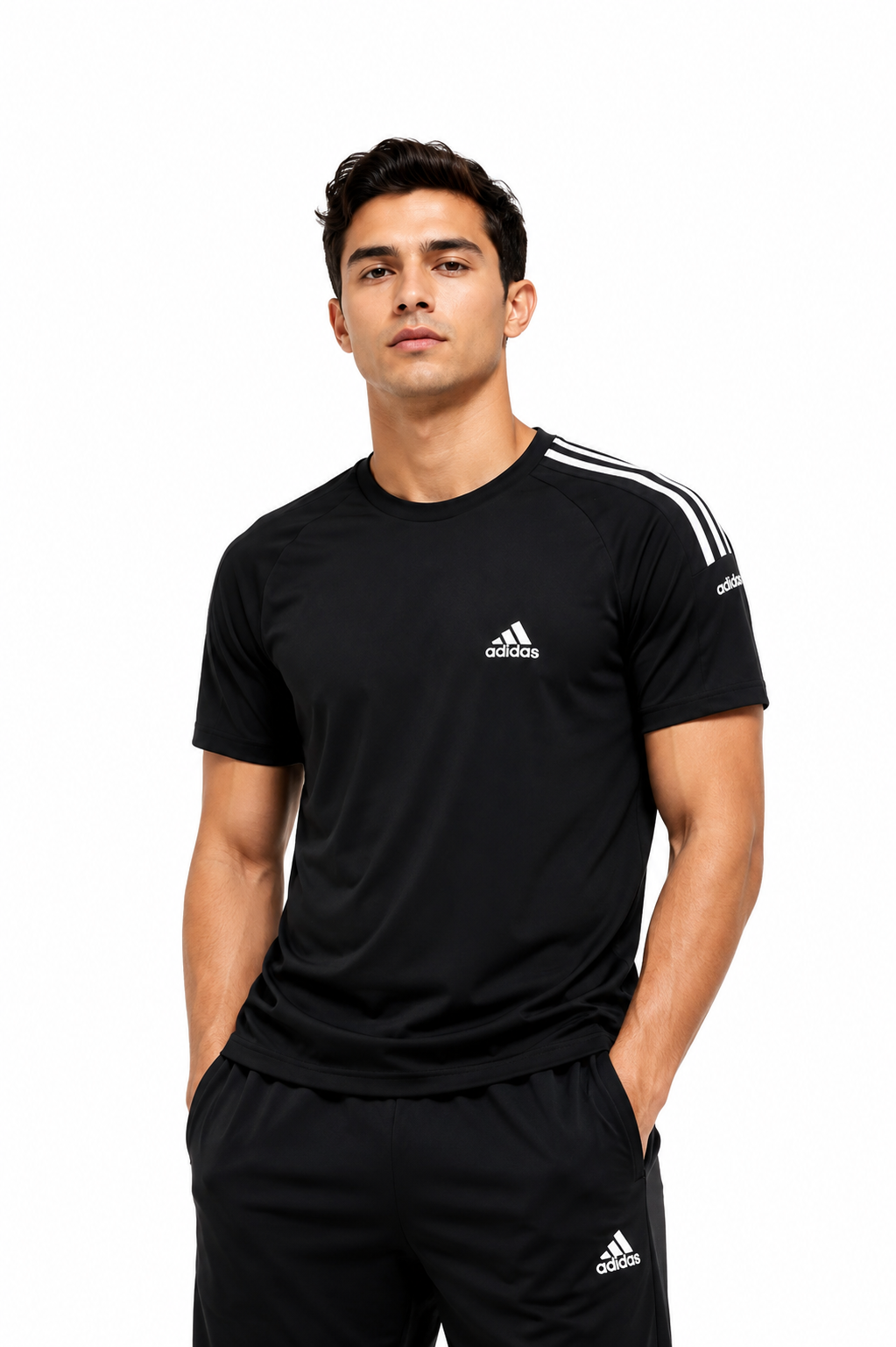 Adidas Essential 3 Stripes Premium Tshirt - Black