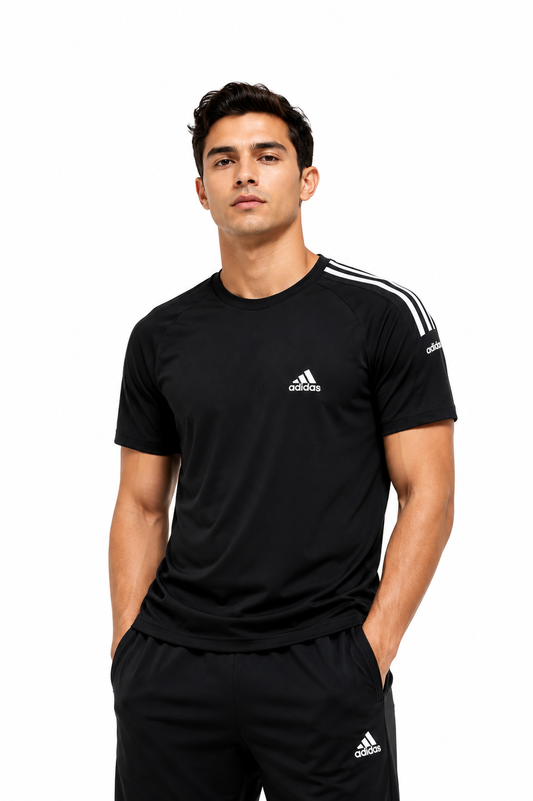 Adidas Essential 3 Stripes Premium Tshirt - Black