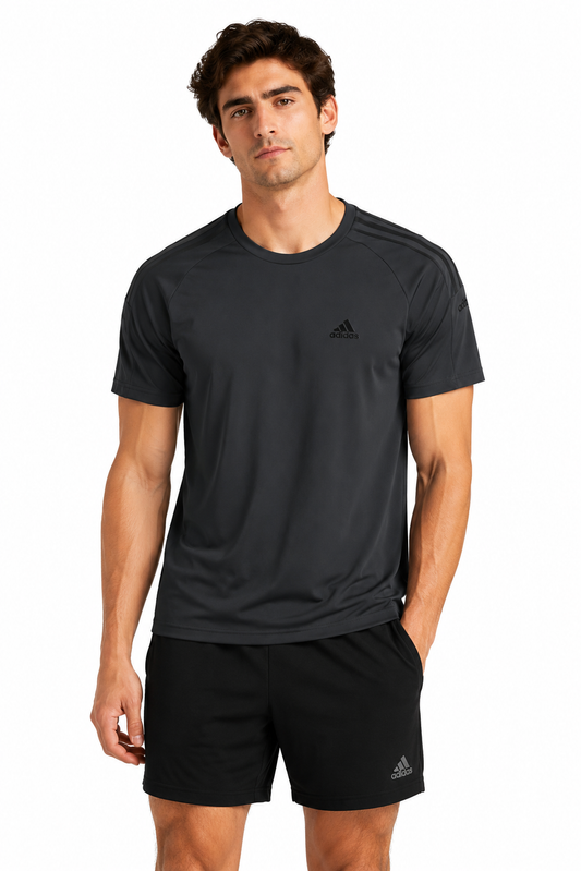 Adidas Essential 3 Stripes Premium Tshirt - Charcoal