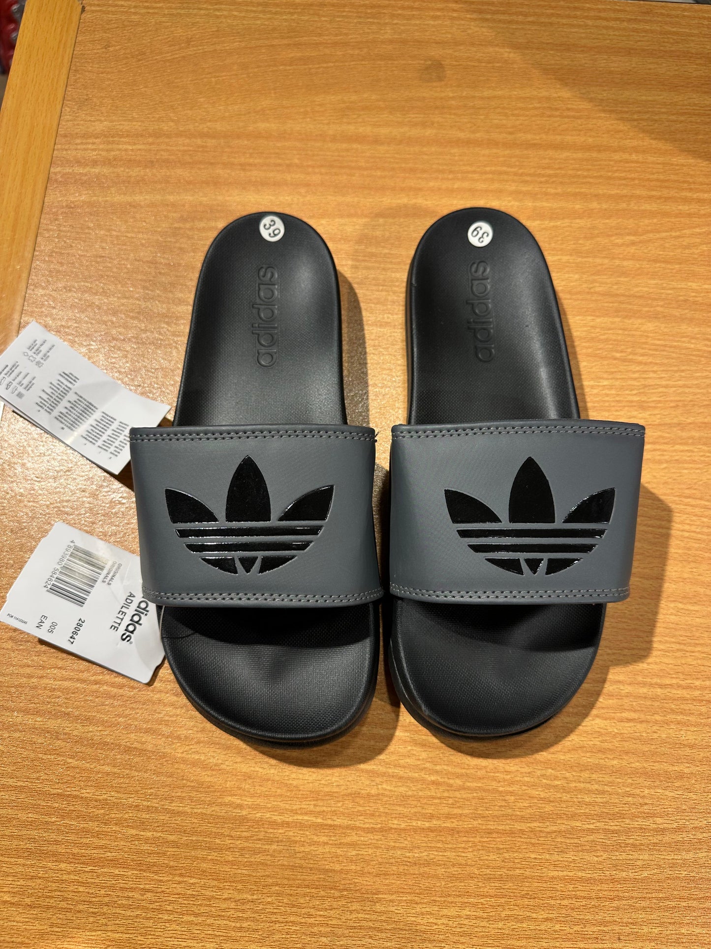 Adilettes Comfort Slides Logo - Grey