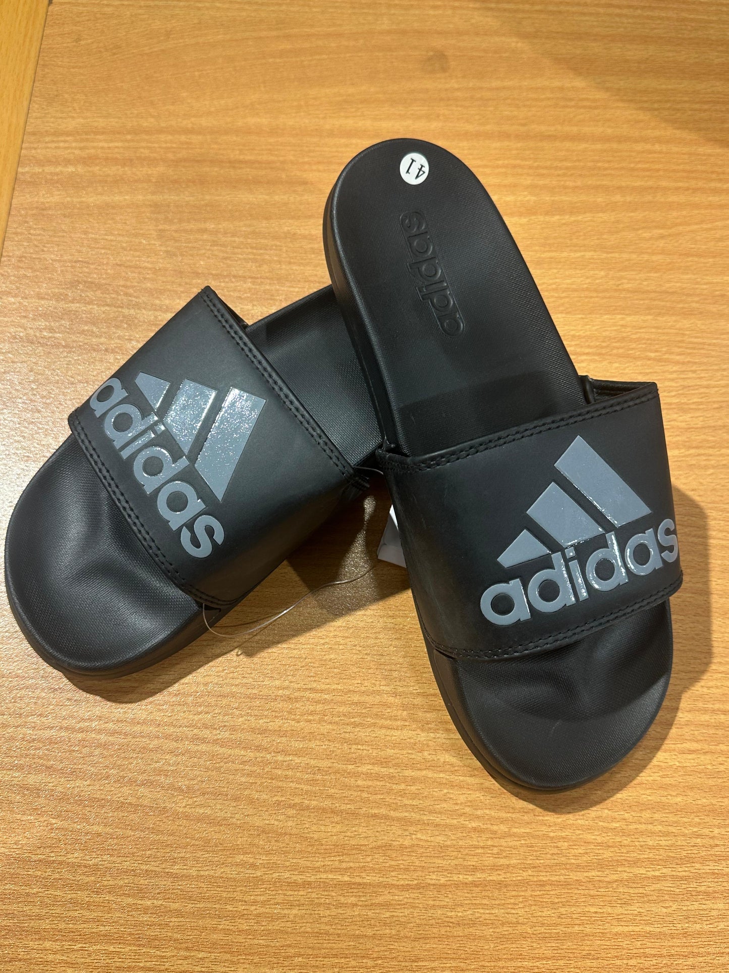 Adidas Adilettes Comfort Slides Black Grey Casual Slippers
