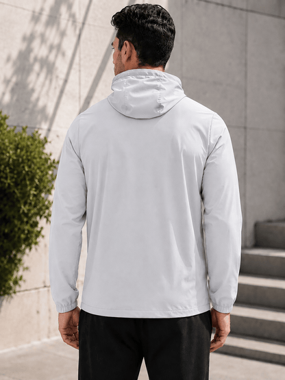 Hong Cheng American Men’s Technical Stretch Windbreaker Jacket - Light Grey - Ashabi Sports