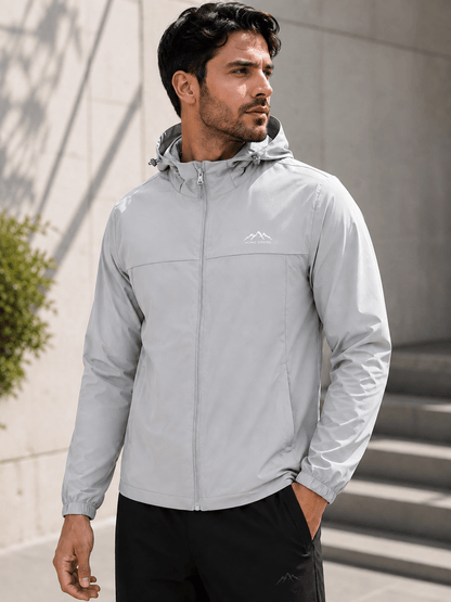 Buy Hong Cheng Men's Light Grey Windbreaker Jacket 