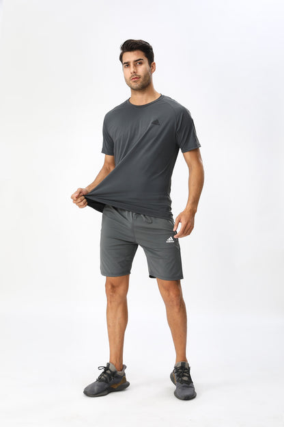 Adidas Essential 3 Stripes Premium Tshirt - Charcoal