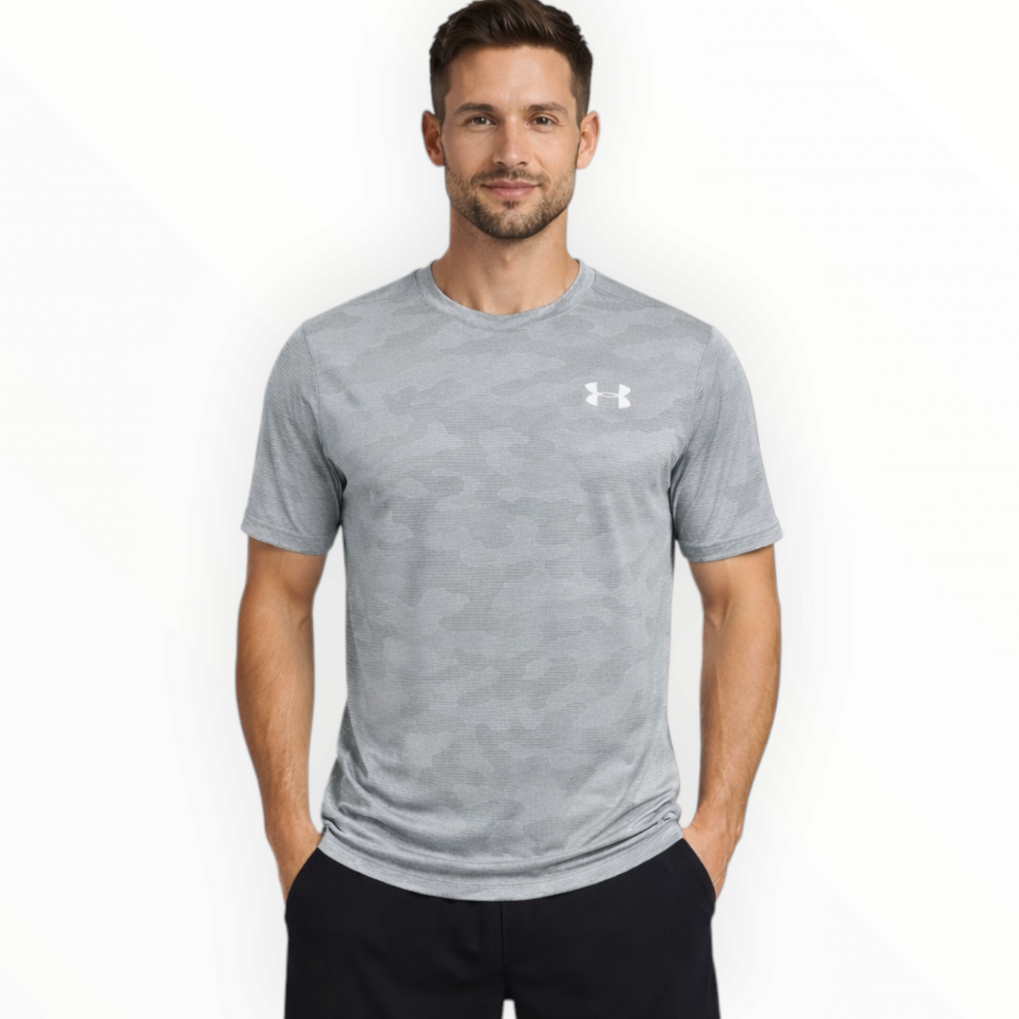 UA Men's Camo Dri-Fit T-Shirt (grey/Camo) Imported