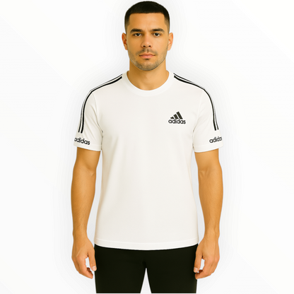 Adidas Essential 3 Stripes Premium Tshirt - White