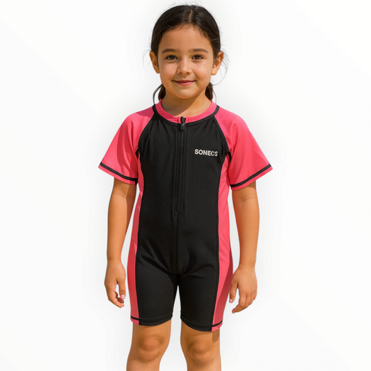 Sonecs Junior Up-to-Knee Half Swim Suit - Black/Pink