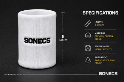 SONECS Premium Sweat Absorbent Sports Wristband - Pair