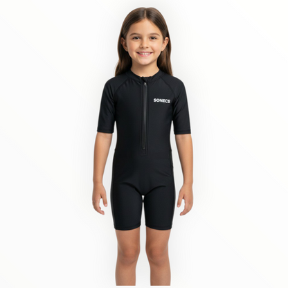 Sonecs Kids UptoKnee Swim Suit – All Black