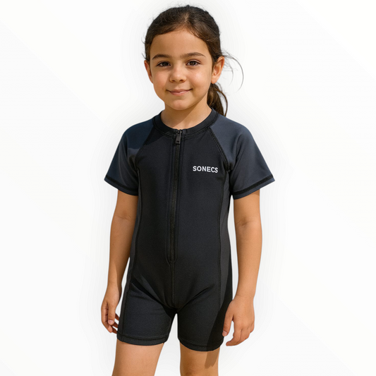 Sonecs Junior Up-to-Knee Half Swim Suit - Black/Grey