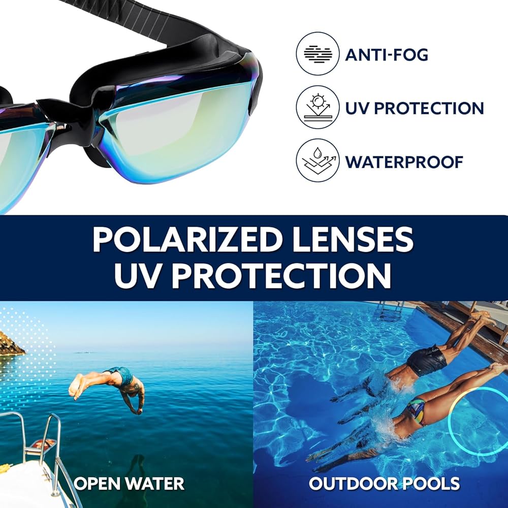 Sonecs Mirrored Swim Googles - Attached Ear Plugs