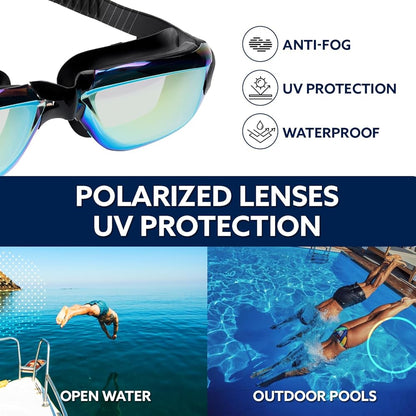 Sonecs Mirrored Swim Googles - Attached Ear Plugs