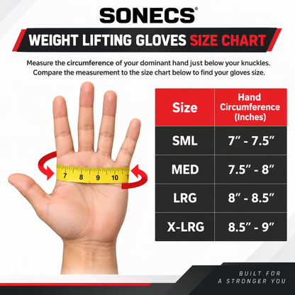 SONECS PowerGrip Pro Weight Lifting Gloves