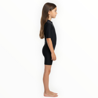 Sonecs Kids UptoKnee Swim Suit – All Black