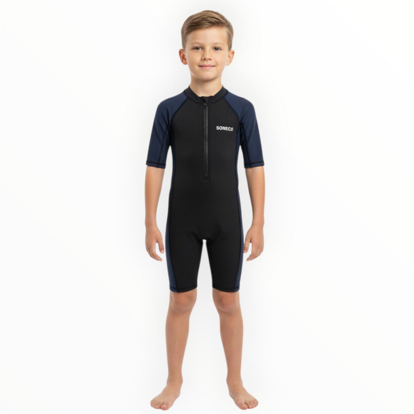 Sonecs Kids UptoKnee Swim Suit – Black/Navy