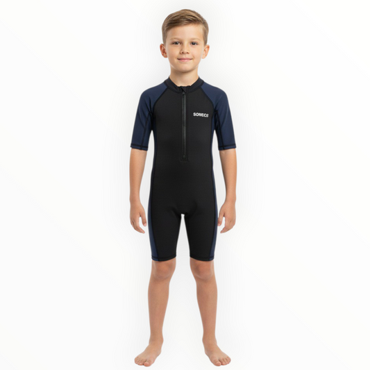 Sonecs Kids UptoKnee Swim Suit – Black/Navy