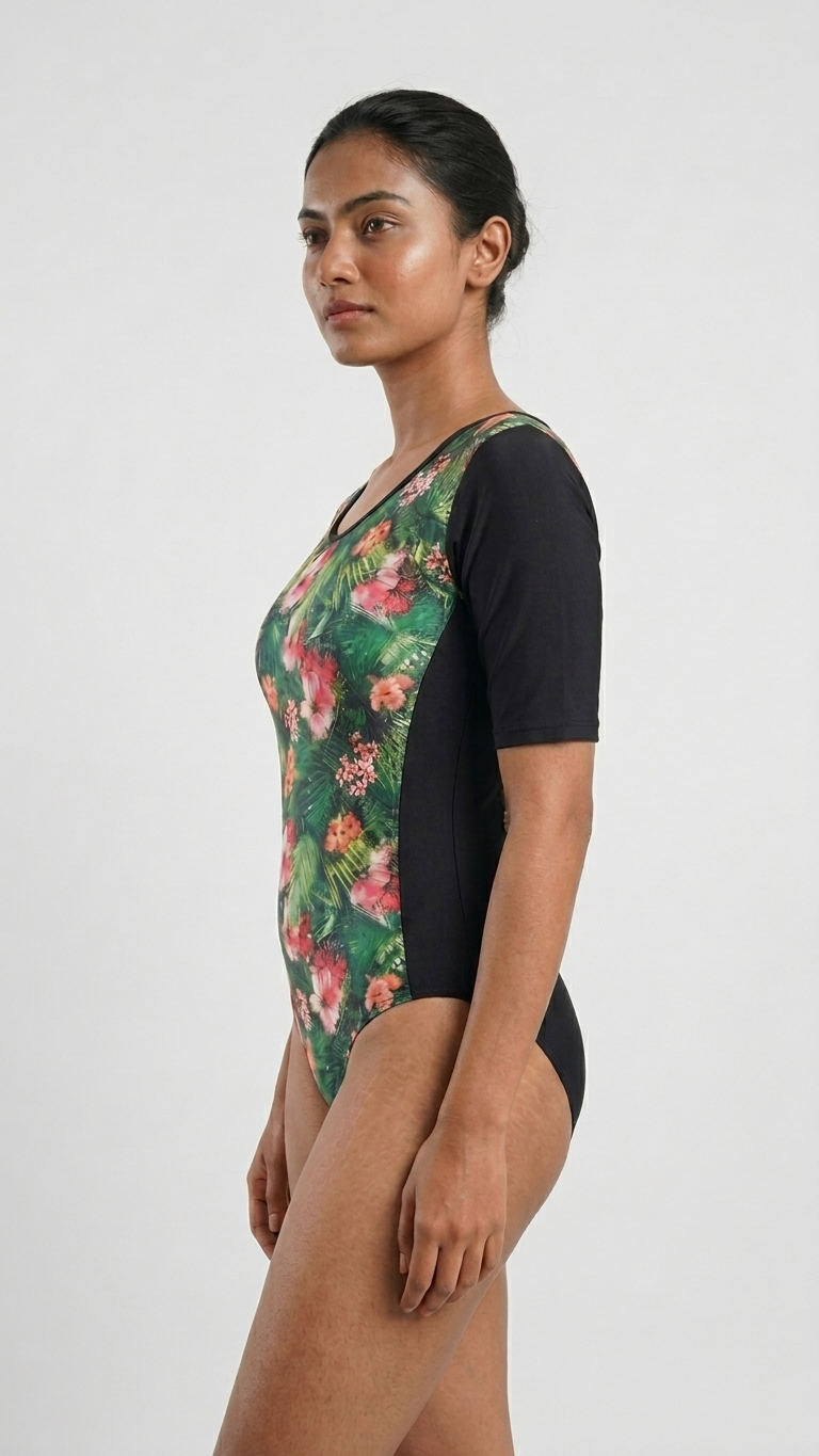 Sonecs HydroCore Half-Sleeves SwimSuit - Printed Floral