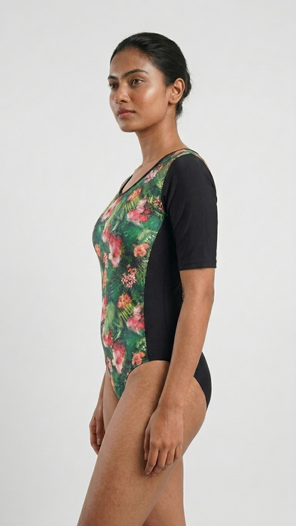 Sonecs HydroCore Half-Sleeves SwimSuit - Printed Floral