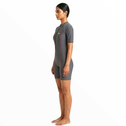 Sonecs Women's BoyLeg Swim Suit - Grey/Red