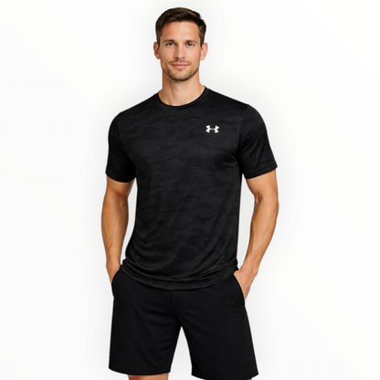 UA Men's Camo Dri-Fit T-Shirt (Black/Camo) Imported