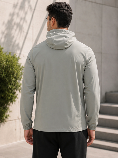 Hong Cheng American Men’s Technical Stretch Windbreaker Jacket - Sage Grey