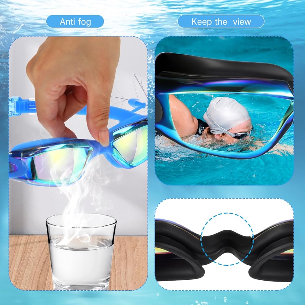 Sonecs Mirrored Swim Googles - Attached Ear Plugs