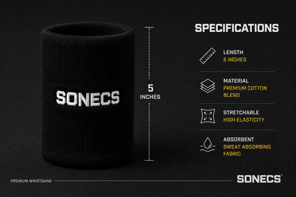 SONECS Premium Sweat Absorbent Sports Wristband - Pair