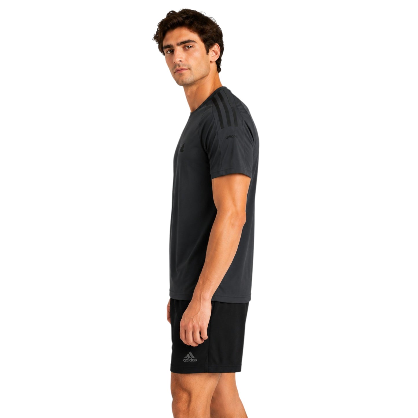 Adidas Essential 3 Stripes Premium Tshirt - Charcoal