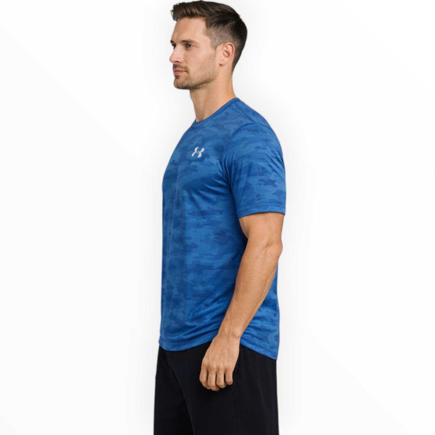 UA Men's Camo Dri-Fit T-Shirt (Blue/Camo) Imported