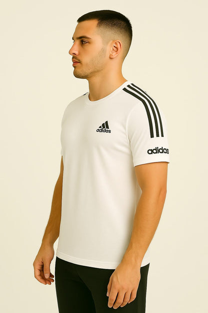 Adidas Essential 3 Stripes Premium Tshirt - White