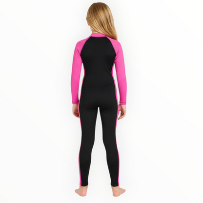 Sonecs Girls 1Pc Full SwimSuit - Black/Pink
