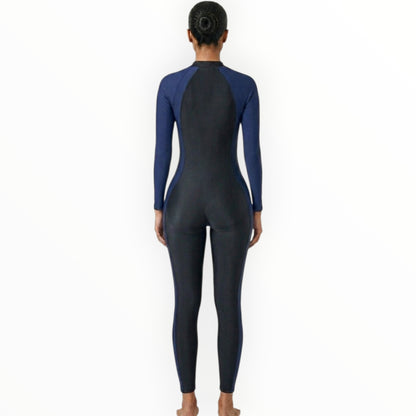 Sonecs Full Body Swim Suit for Women Blue/Black One Piece