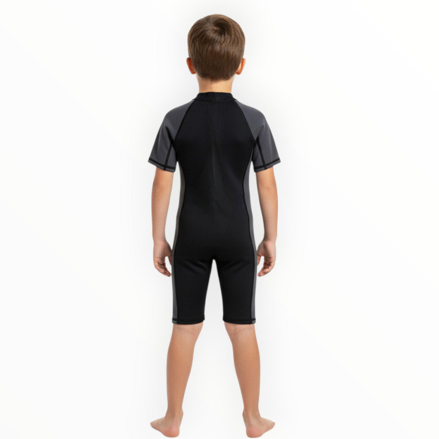 Sonecs Kids UptoKnee Swim Suit – Black/Grey