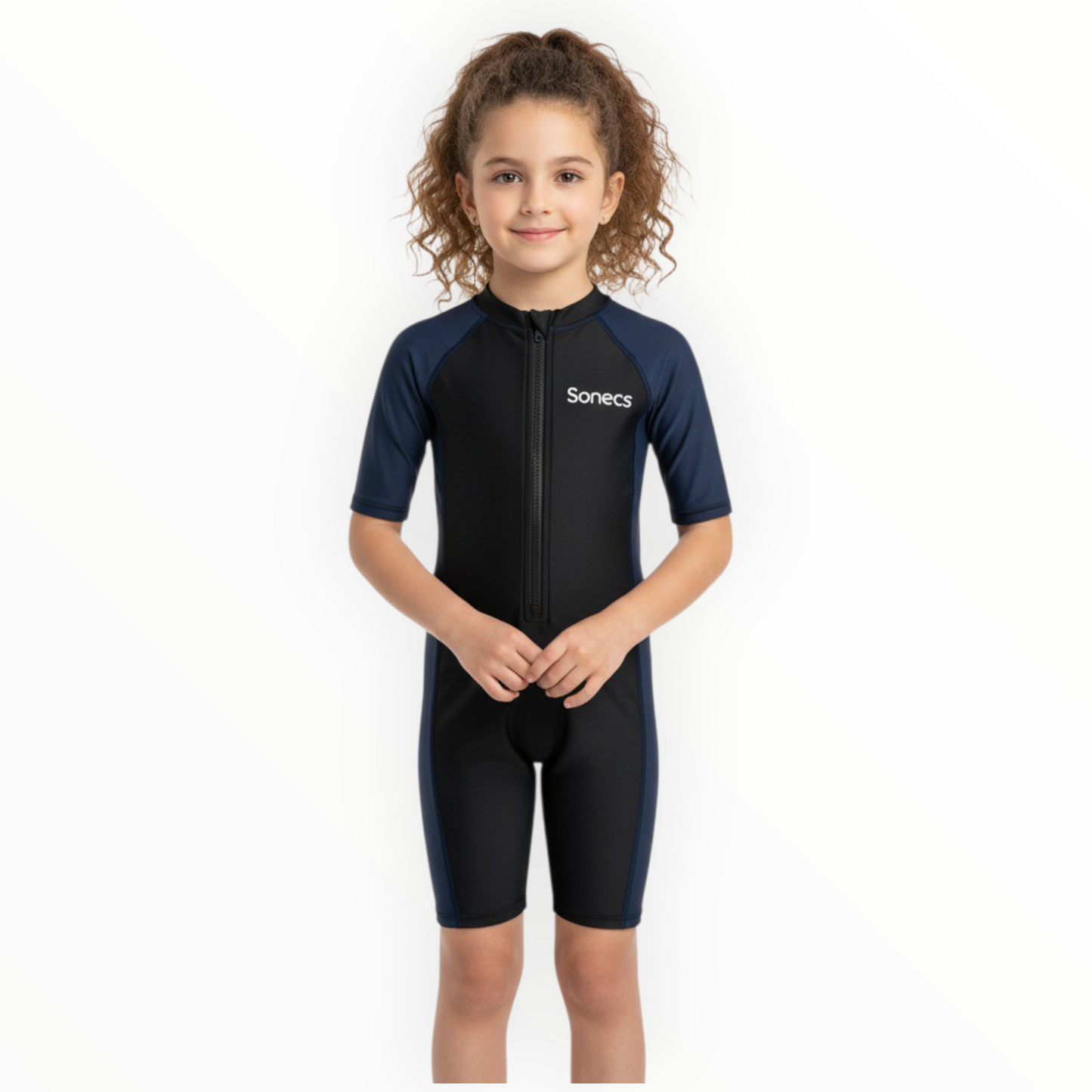 Sonecs Kids UptoKnee Swim Suit – Black/Navy