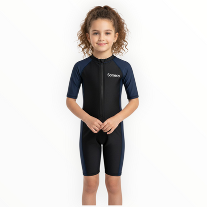 Sonecs Kids UptoKnee Swim Suit – Black/Navy