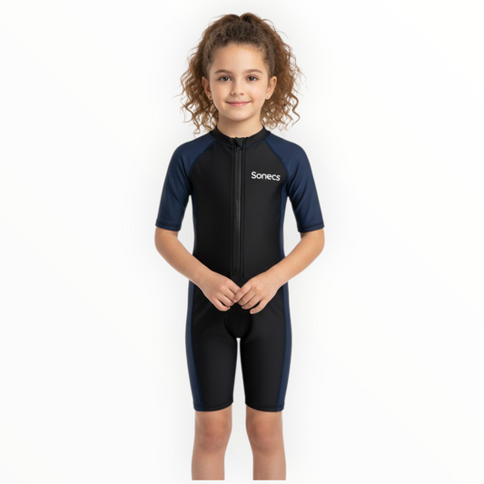 Sonecs Kids UptoKnee Swim Suit – Black/Navy