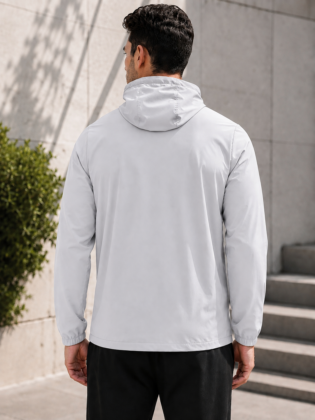 Hong Cheng American Men’s Technical Stretch Windbreaker Jacket - Light Grey
