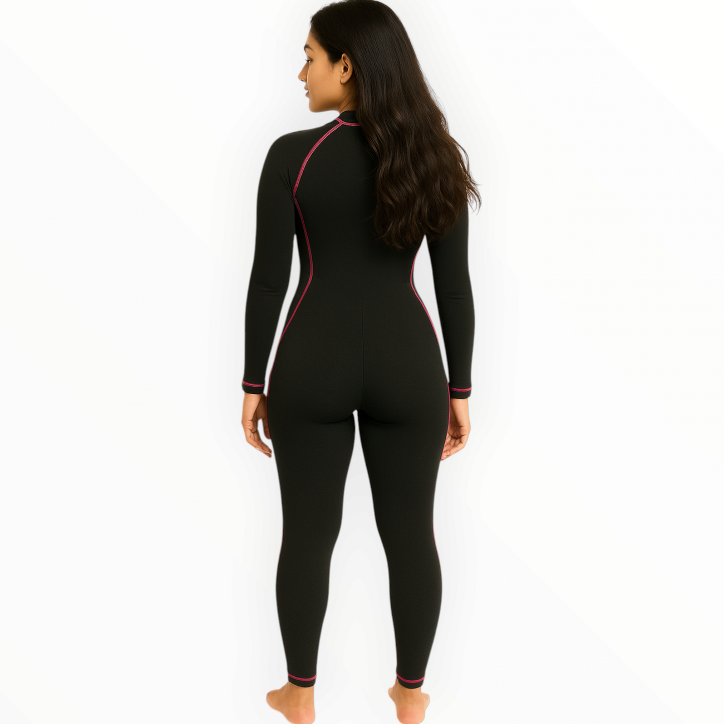 Sonecs 1Pc Full Body Swim Suit - Black/Pink