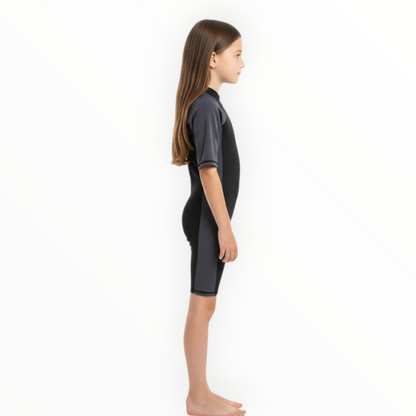 Sonecs Kids UptoKnee Swim Suit – Black/Grey