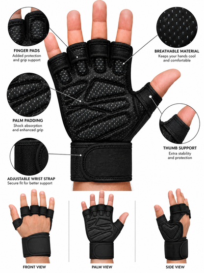 SONECS OpenBack Pro Weight Lifting Gloves with Wrist Support