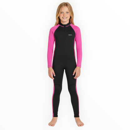 Sonecs Girls 1Pc Full SwimSuit - Black/Pink