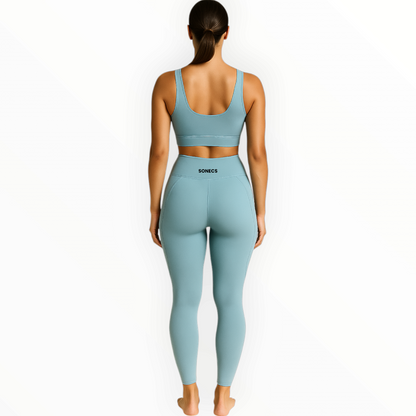 Sonecs High-Waist Workout Tights - Ice Blue