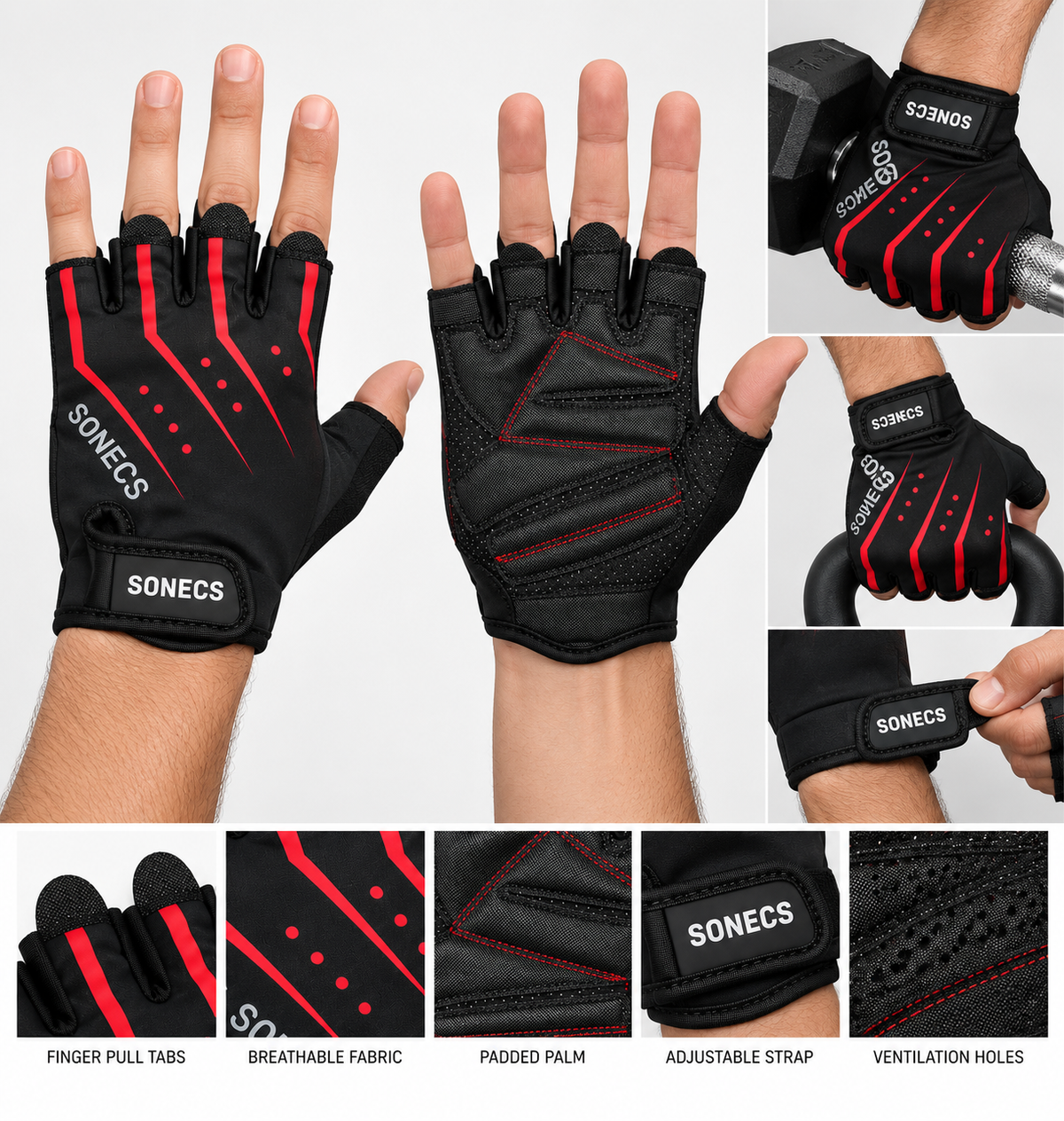 SONECS FlexGrip Pro Training Gym Gloves